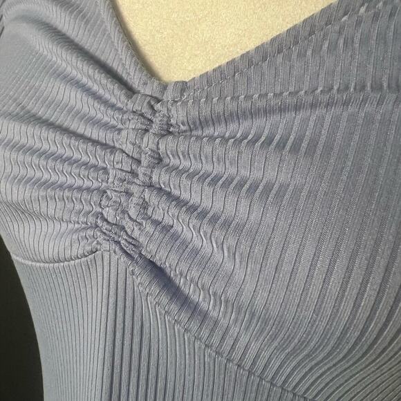 Pink Rose Woman's Light Blue Ribbed Cinched Front Short Sleeve Mini Dress-Size M - Picture 8 of 9